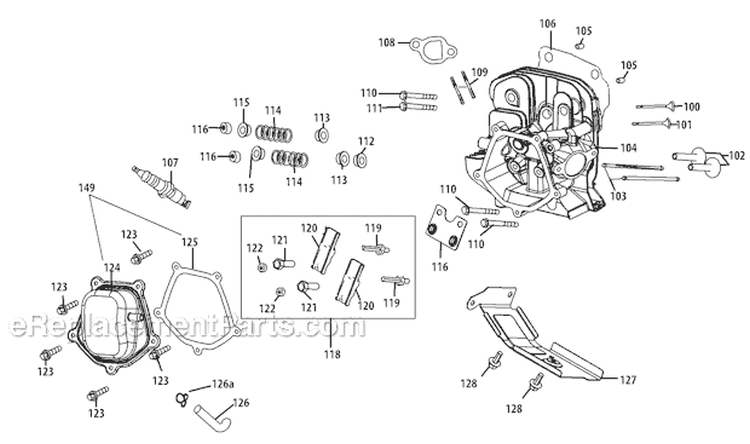 Cylinder Head Diagram and Parts List for 31AH65LG701 2011 Yard Man Snow Blower